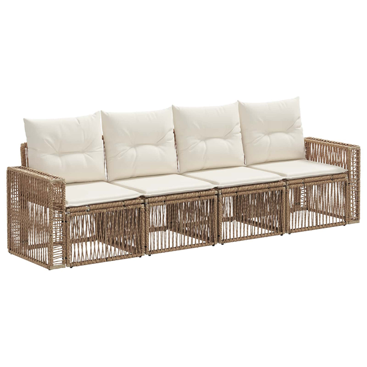 vidaXL Garden Lounge Set 5 Pieces Black and Cream White Poly Rattan