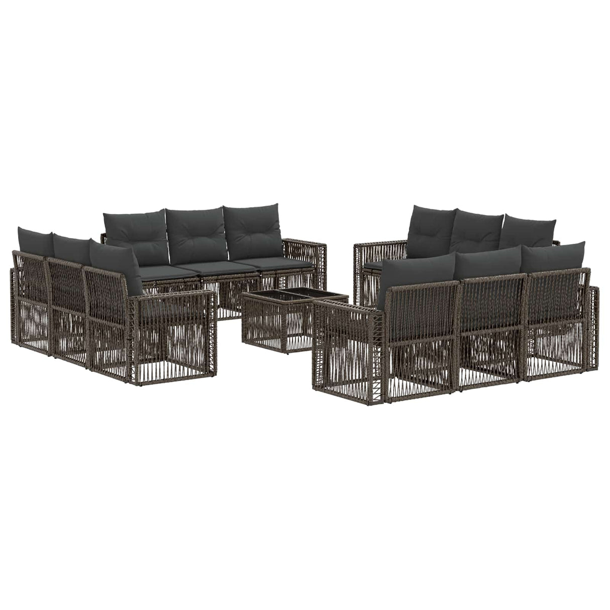 vidaXL Garden Sofa Set 13 pcs Black and Cream White Poly Rattan