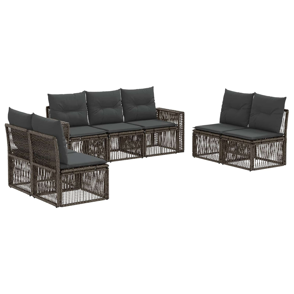 vidaXL Tuinbank Set 8 pcs Zwart en Crème Wit poly rattan