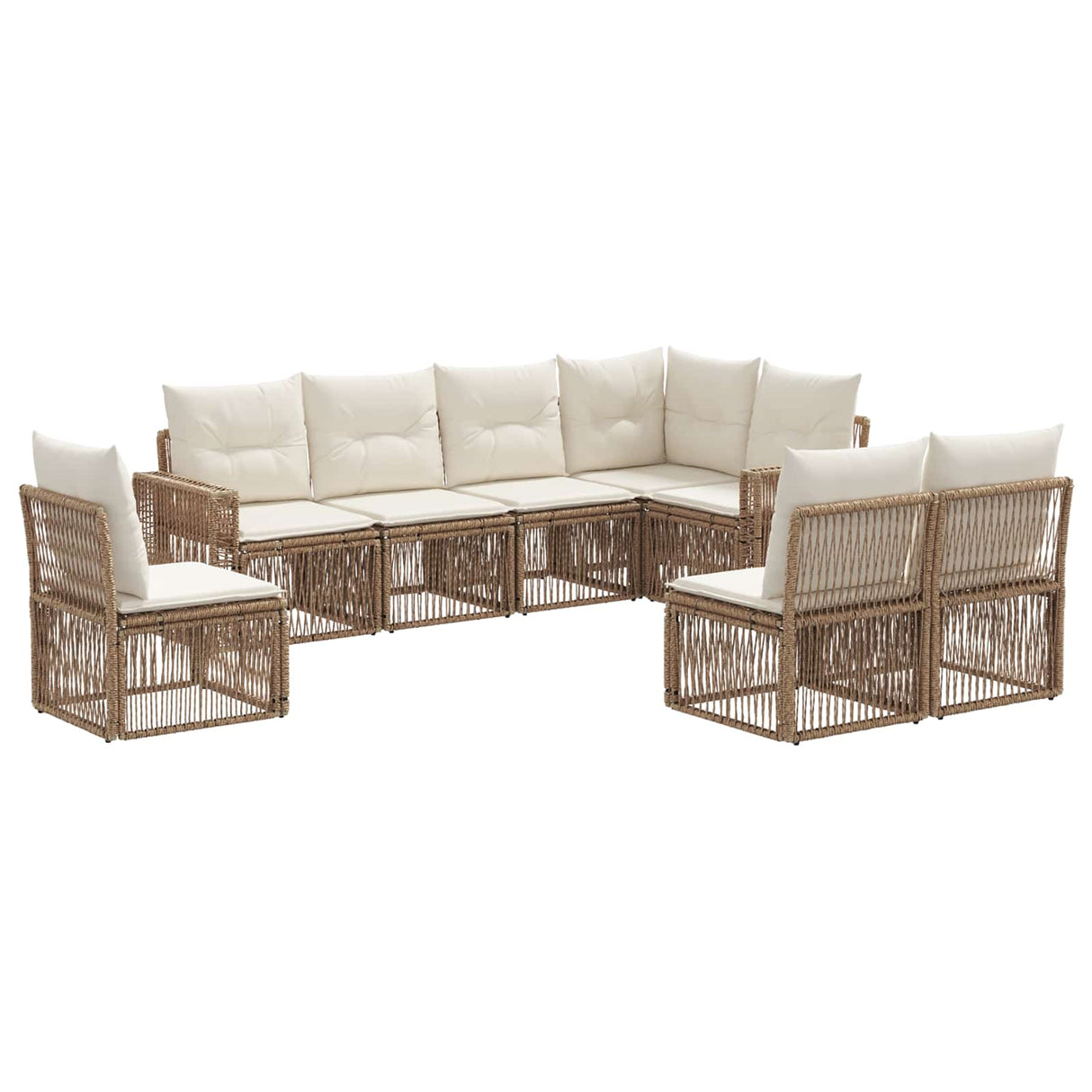 vidaXL Tuinbank Set 9 pcs Zwart en Crème Wit poly rattan