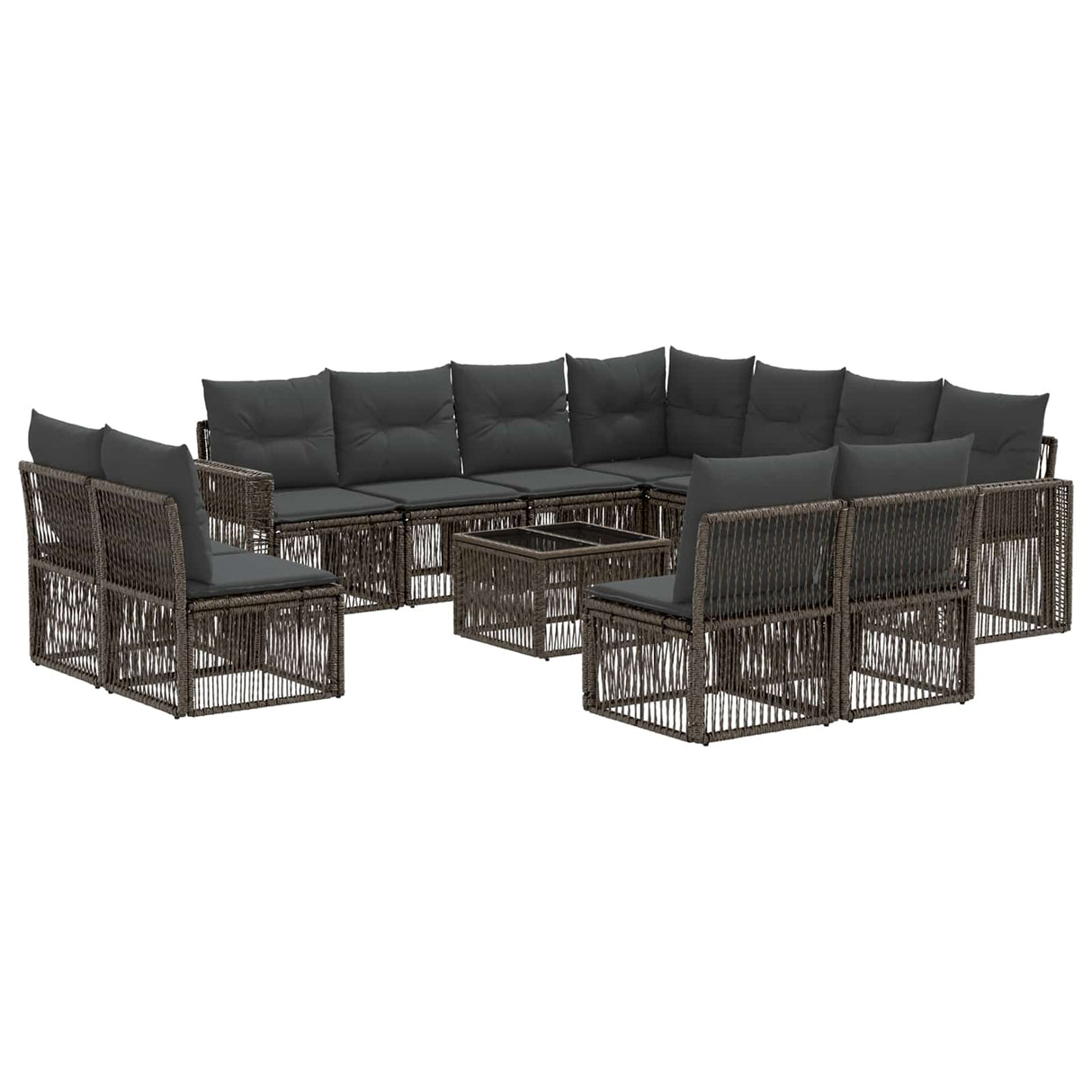 vidaXL Tuinbank Set 12 pcs Zwart en Crème Wit poly rattan