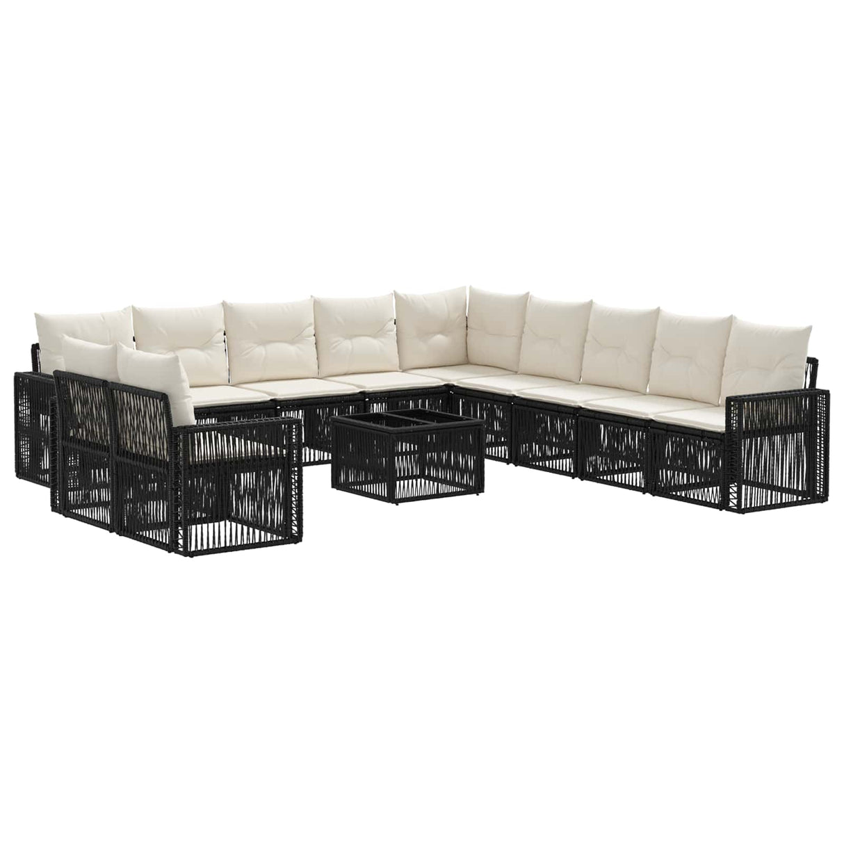 vidaXL Garden Sofa Set 12 pcs Black and Cream White poly rattan