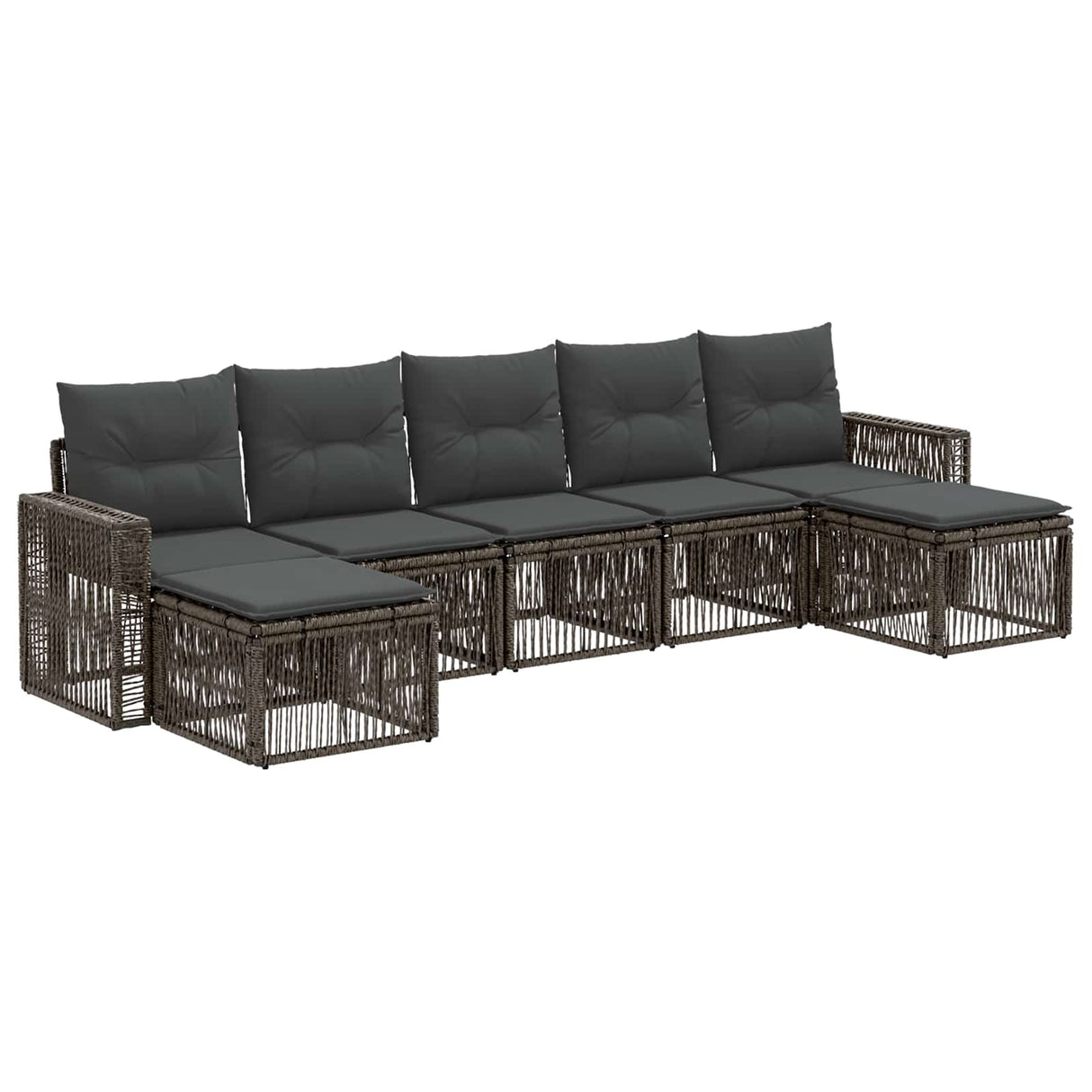 vidaXL Tuinbank Set 8 pcs Zwart en Crème Wit poly rattan
