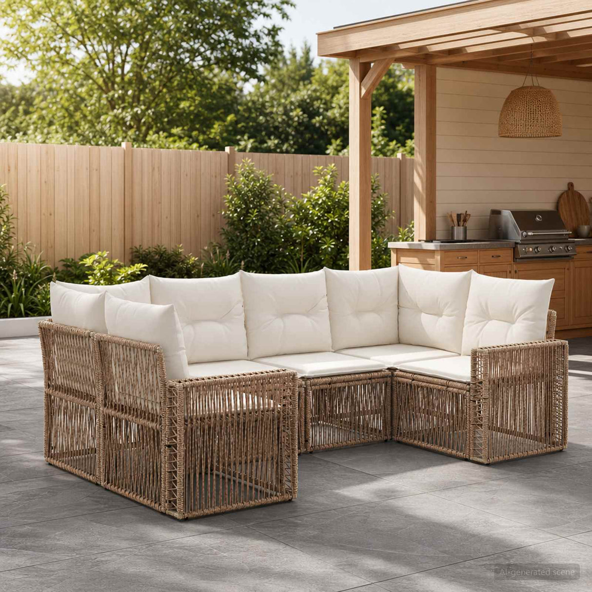 vidaXL Tuinbank Set 6 st 6-Aantal zitplaatsen Zwart en Crème Wit