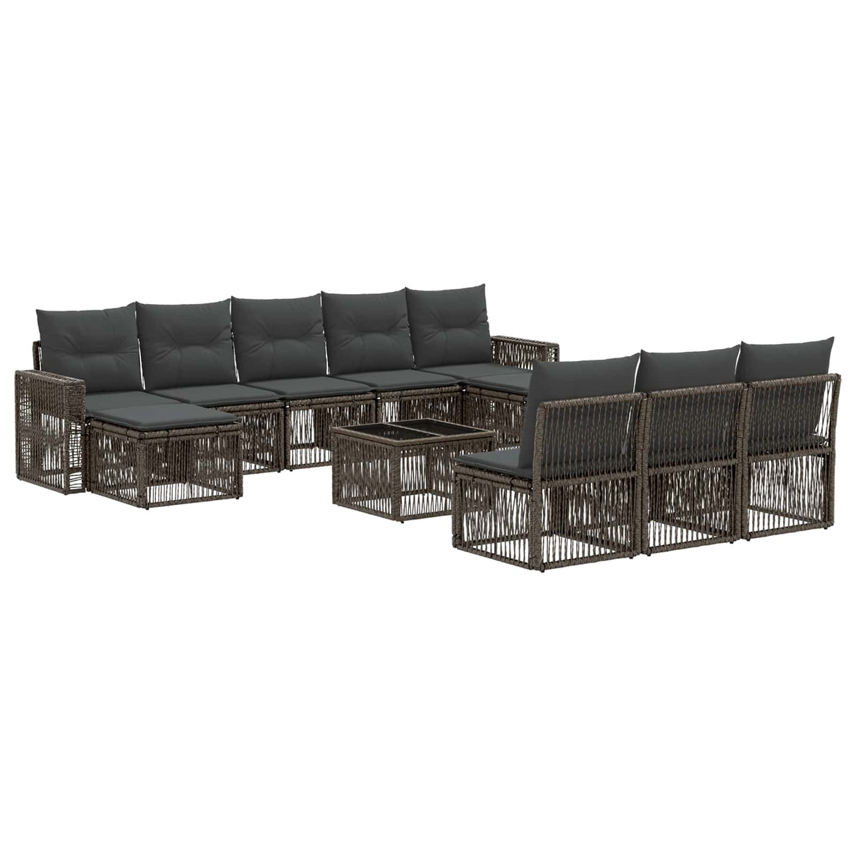 vidaXL Tuinbank Set 11 pcs Zwart en Crème Wit poly rattan