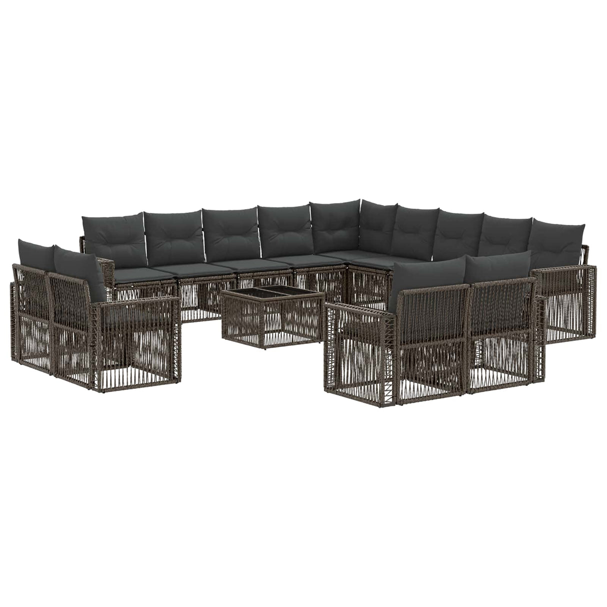 vidaXL Garden Lounge Set 14 Pieces Black and Cream White Poly Rattan