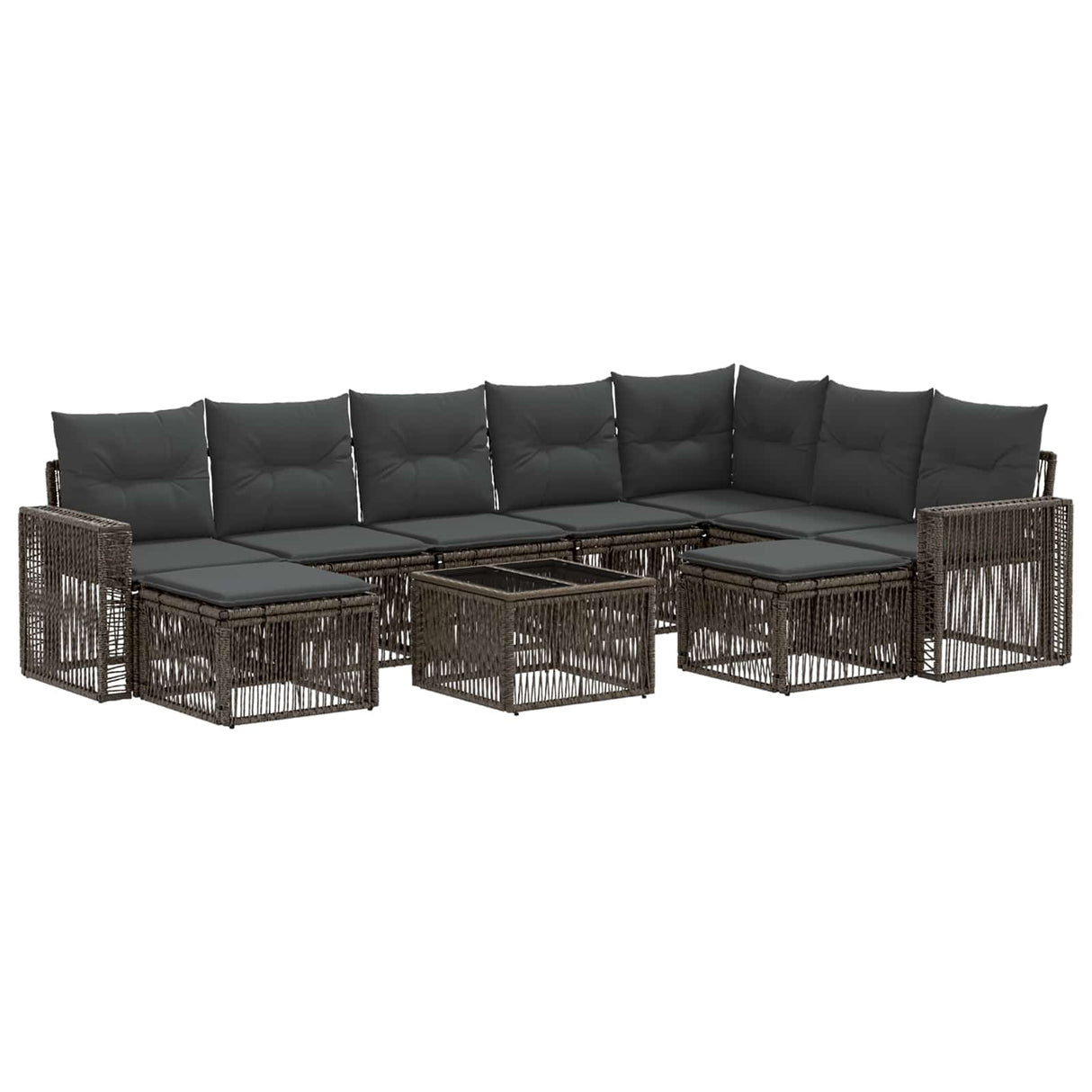 vidaXL Tuinbank Set 10 pcs Zwart en Crème Wit poly rattan