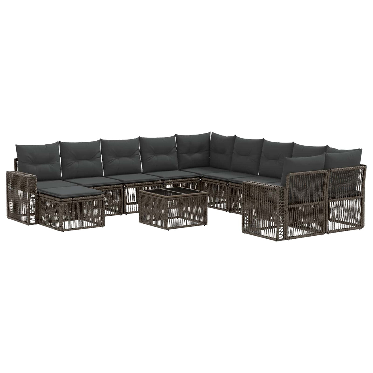 vidaXL Tuinbank Set 12 pcs Zwart en Crème Wit poly rattan