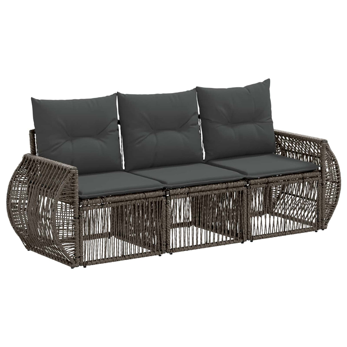 vidaXL Tuinbank Set 4 pcs Zwart en Crème Wit poly rattan