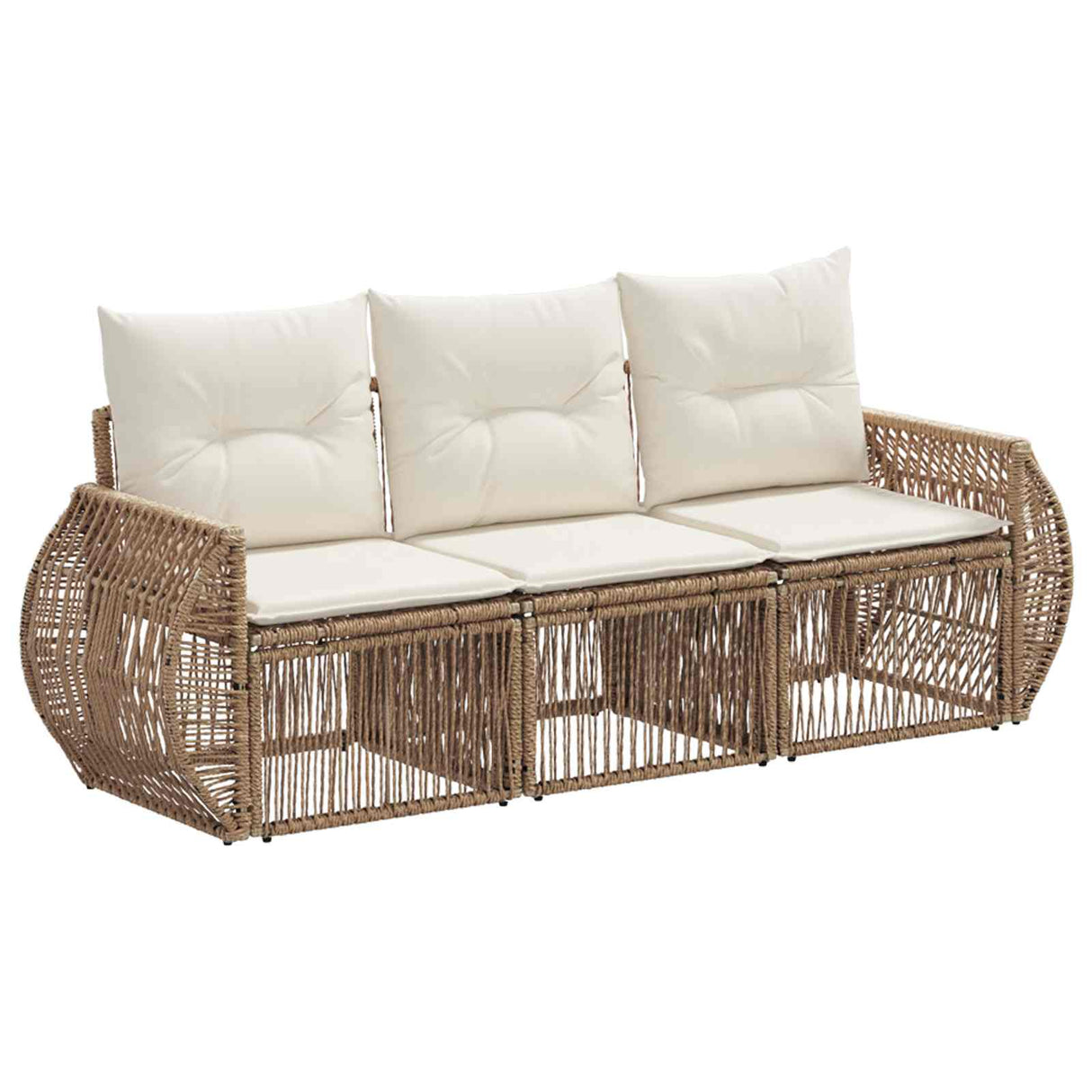 vidaXL Tuinbank Set 4 pcs Zwart en Crème Wit poly rattan