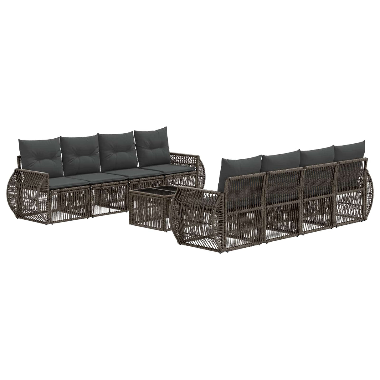vidaXL Tuinbank Set 9 st Zwart poly rattan