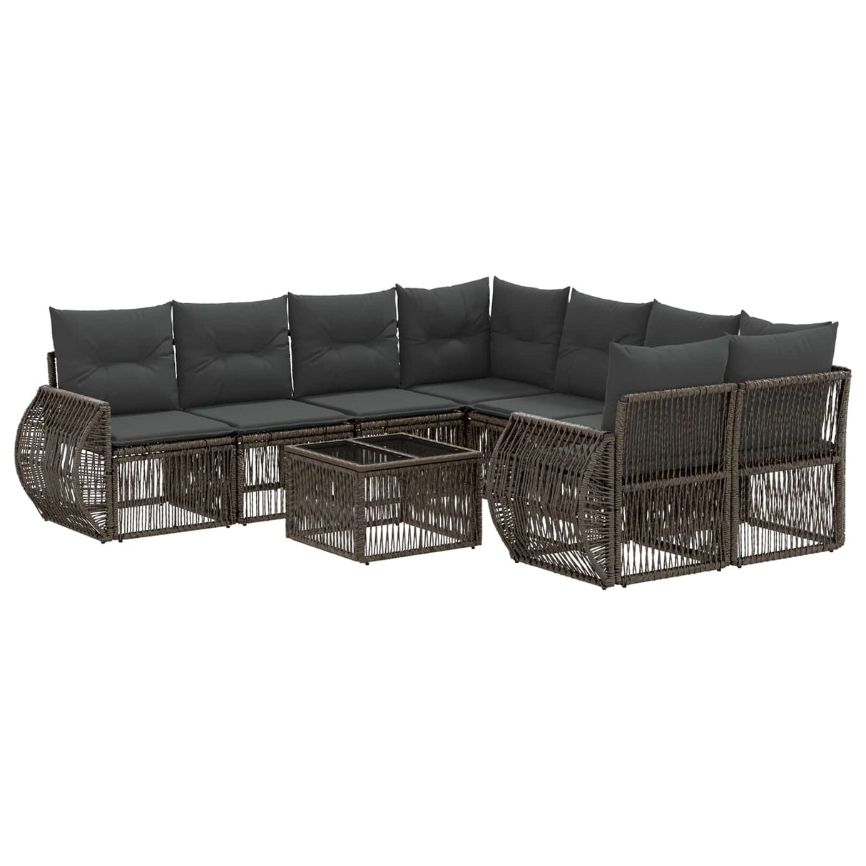 vidaXL Garden Lounge Set 9 Piece Black Polyrattan