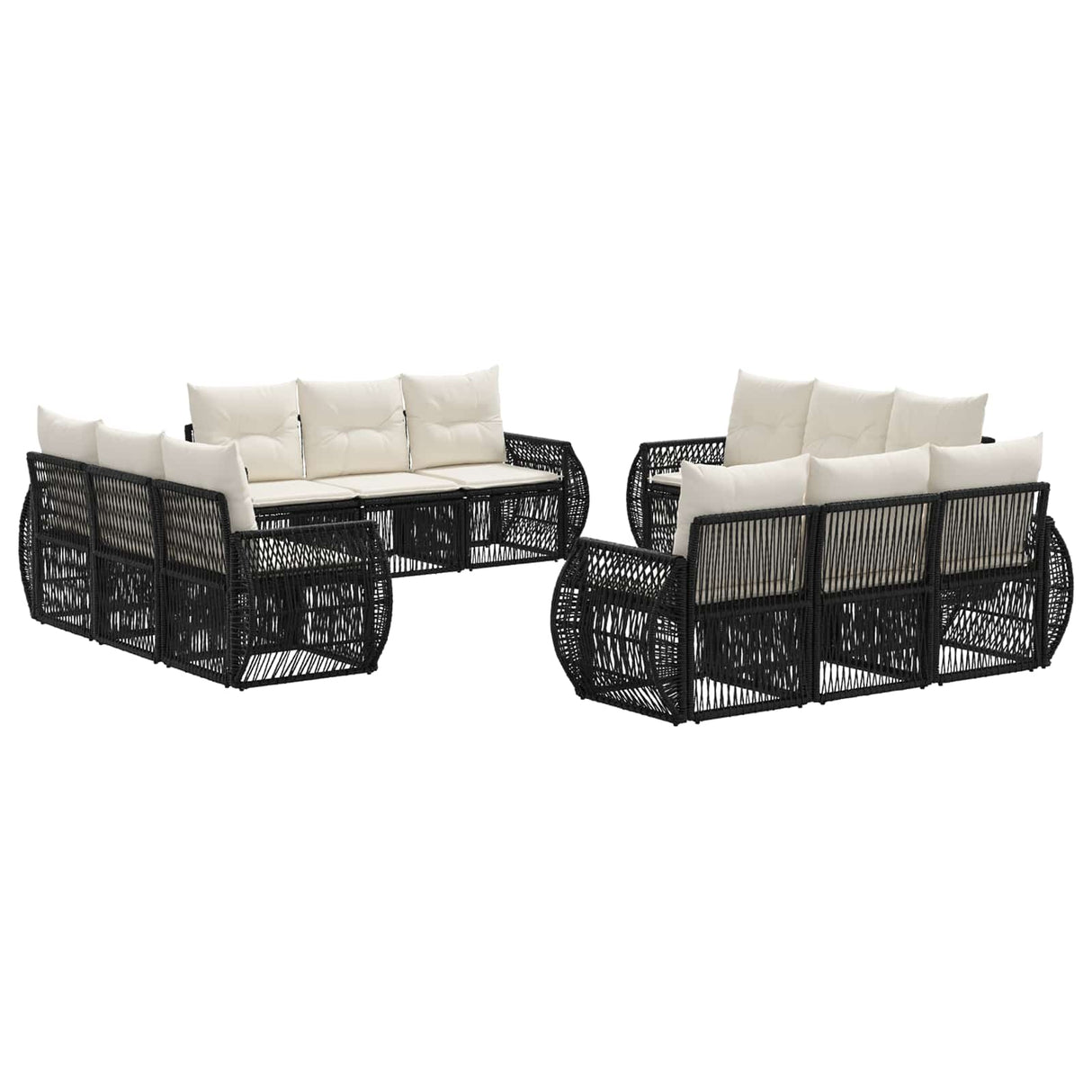 vidaXL Garden Sofa Set 13 pcs Black and Cream White poly rattan