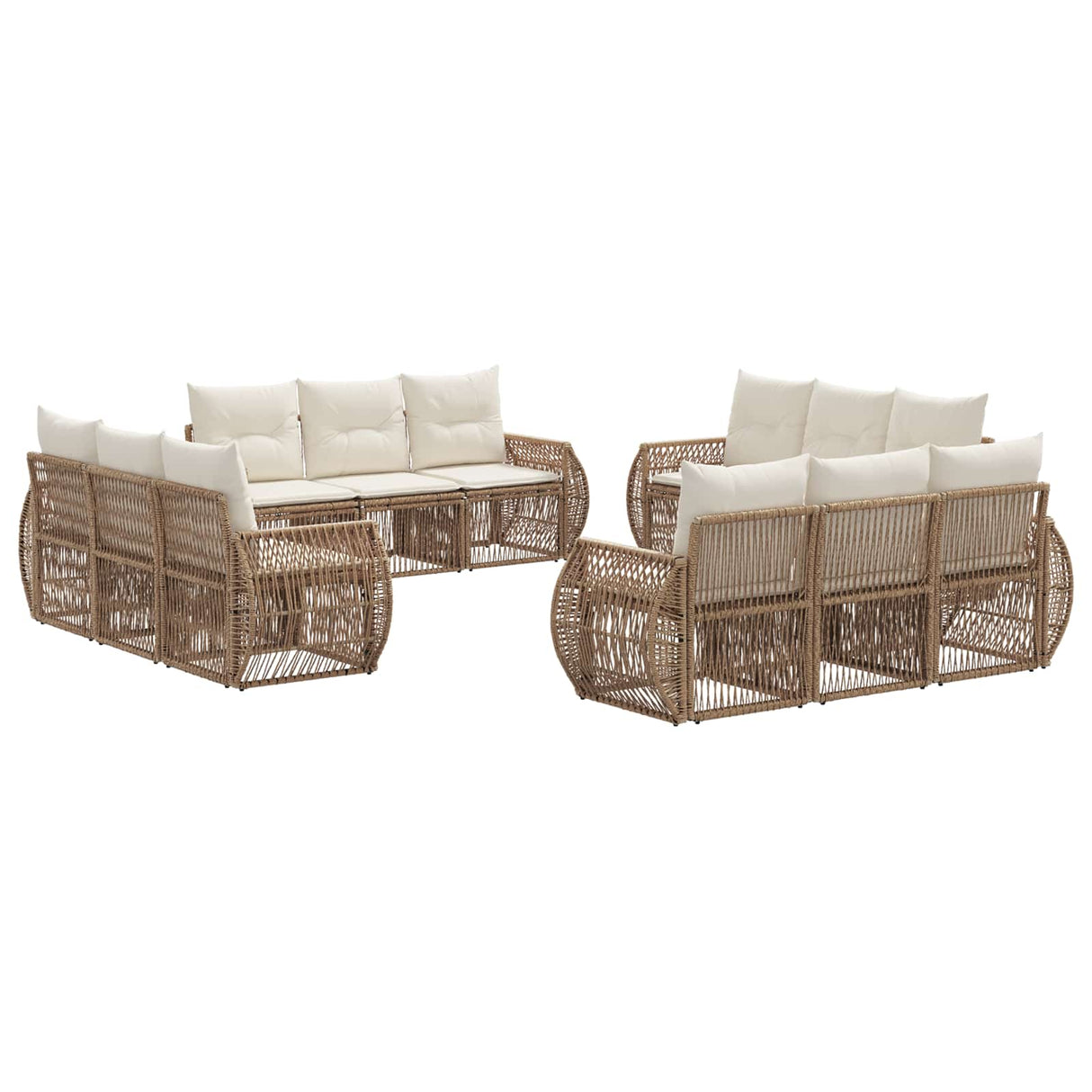 vidaXL Garden Sofa Set 13 pcs Black and Cream White poly rattan