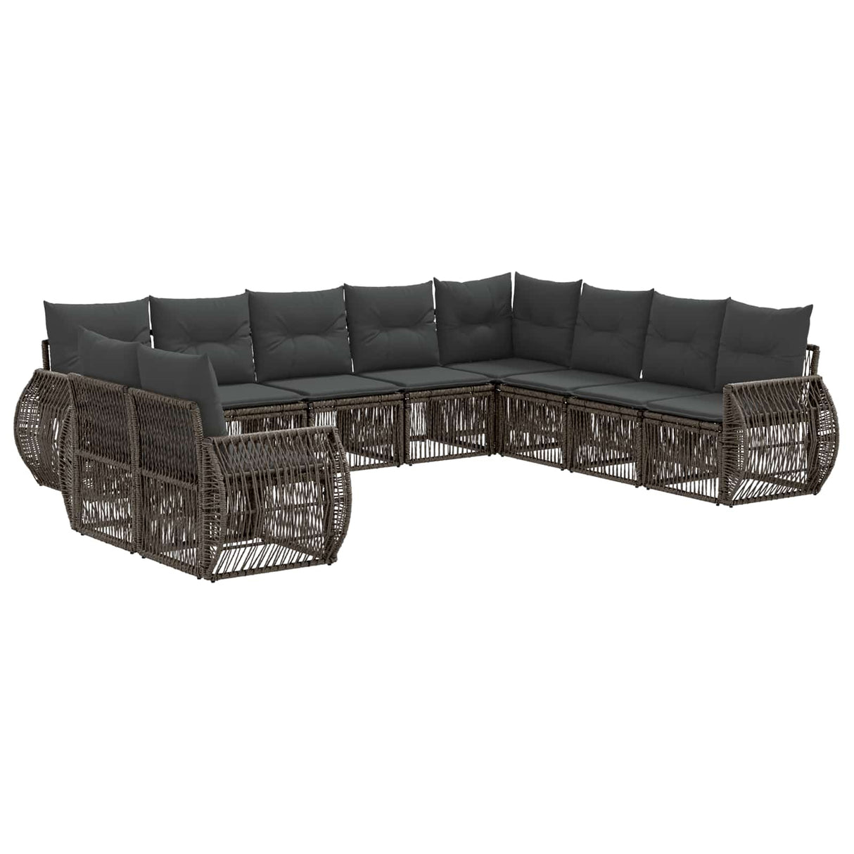 vidaXL Tuinbank Set 11 pcs Zwart en Crème Wit poly rattan