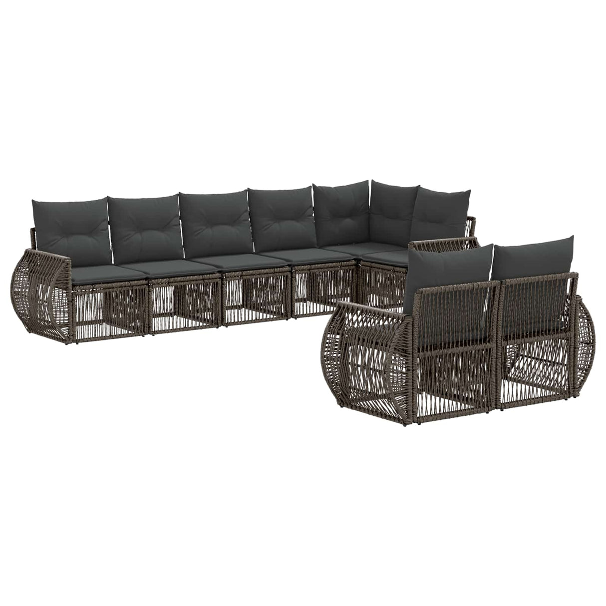 vidaXL Tuinbank Set 9 pcs Zwart en Crème Wit poly rattan
