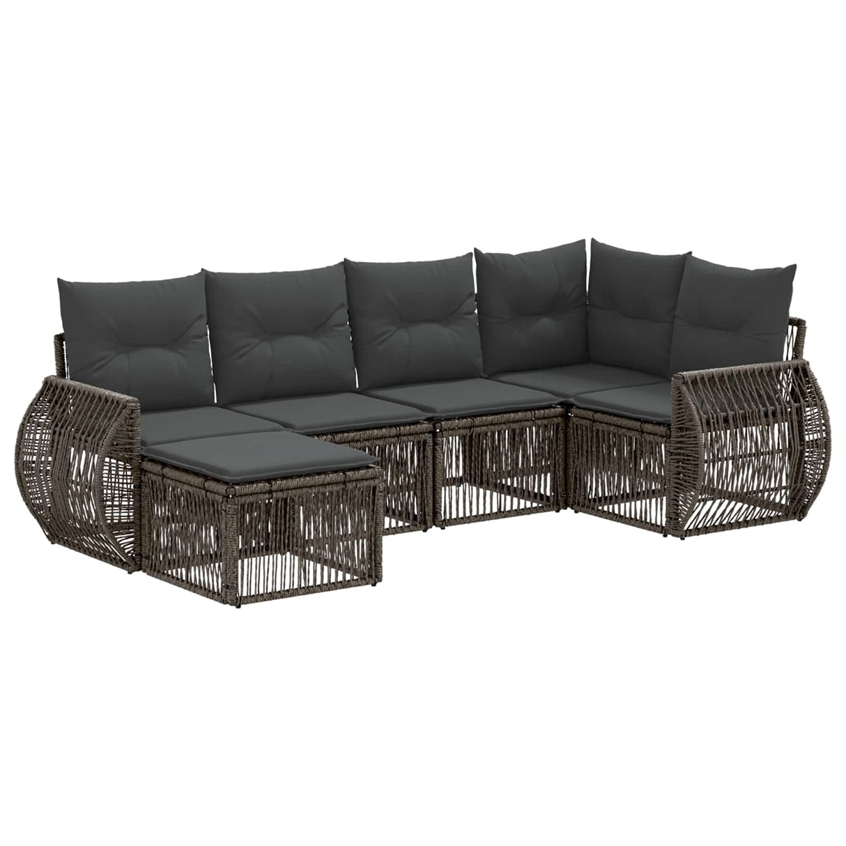 vidaXL Garden Lounge Set 7 pcs Black and Cream White poly rattan