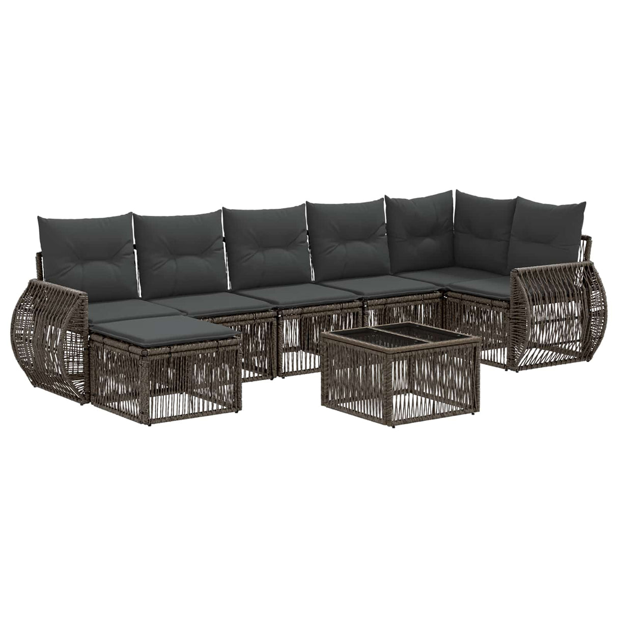 vidaXL Tuinbank Set 8 pcs Zwart en Crème Wit poly rattan