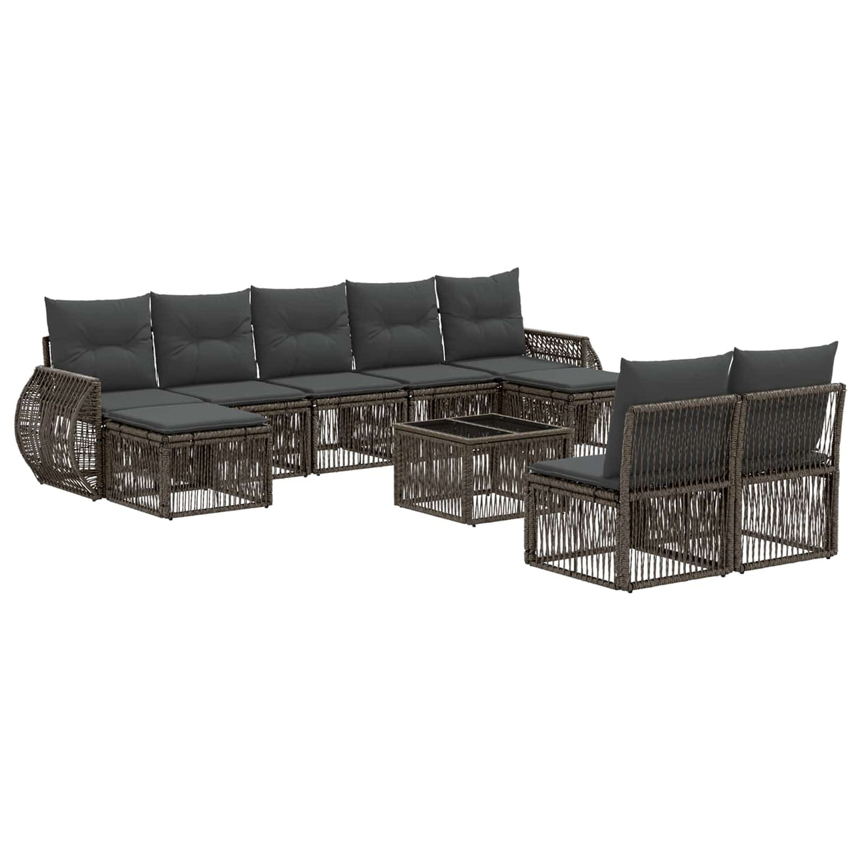 vidaXL Tuinbank Set 10 pcs Zwart en Crème Wit poly rattan