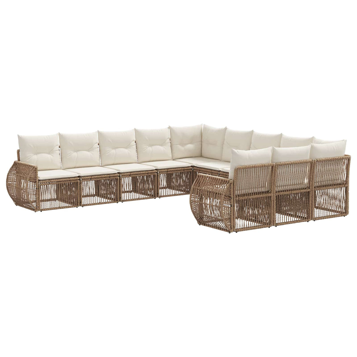 vidaXL Tuinbank Set 12 pcs Zwart en Crème Wit poly rattan