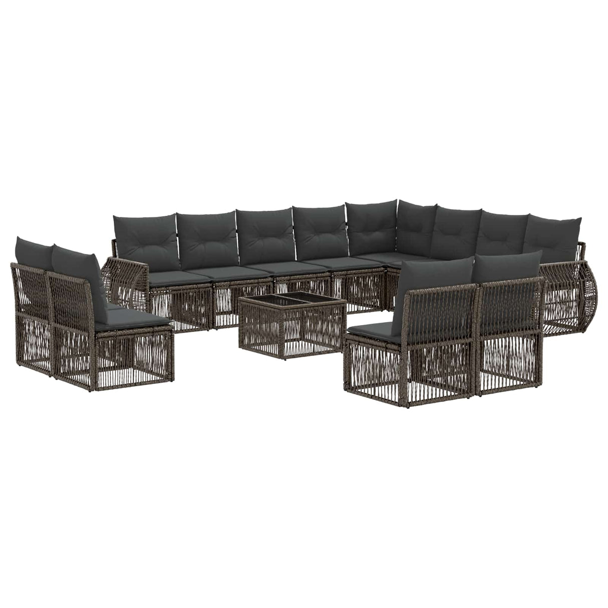 vidaXL Tuinbank Set 13 pcs Grijs en Donkergrijs poly rattan