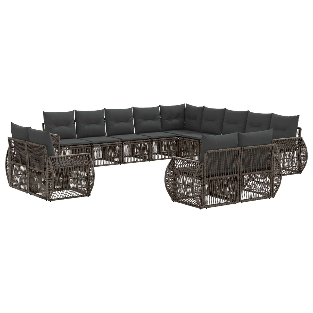vidaXL Tuinbank Set 14 pcs Zwart en Crème Wit poly rattan