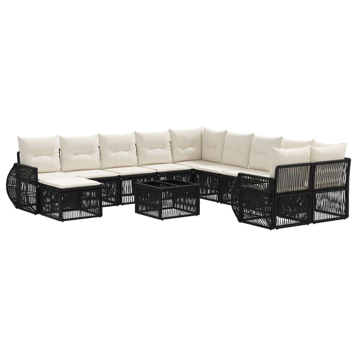 vidaXL Garden Sofa Set 12 pcs Black poly rattan