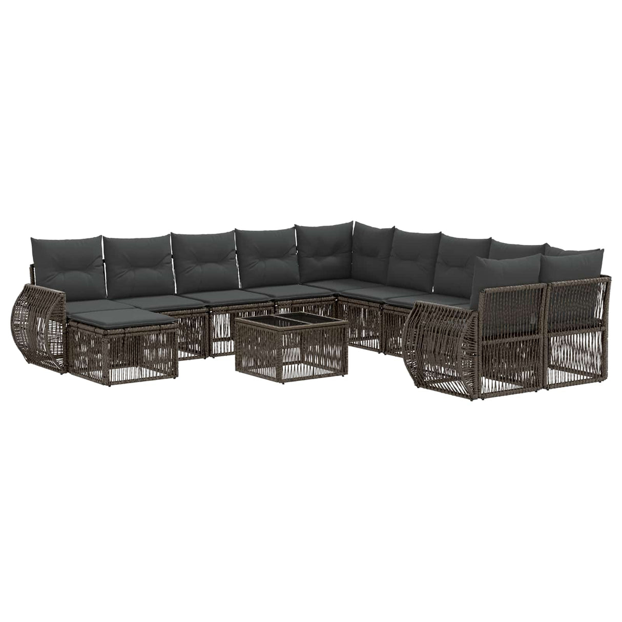 vidaXL Garden Sofa Set 12 pcs Black poly rattan