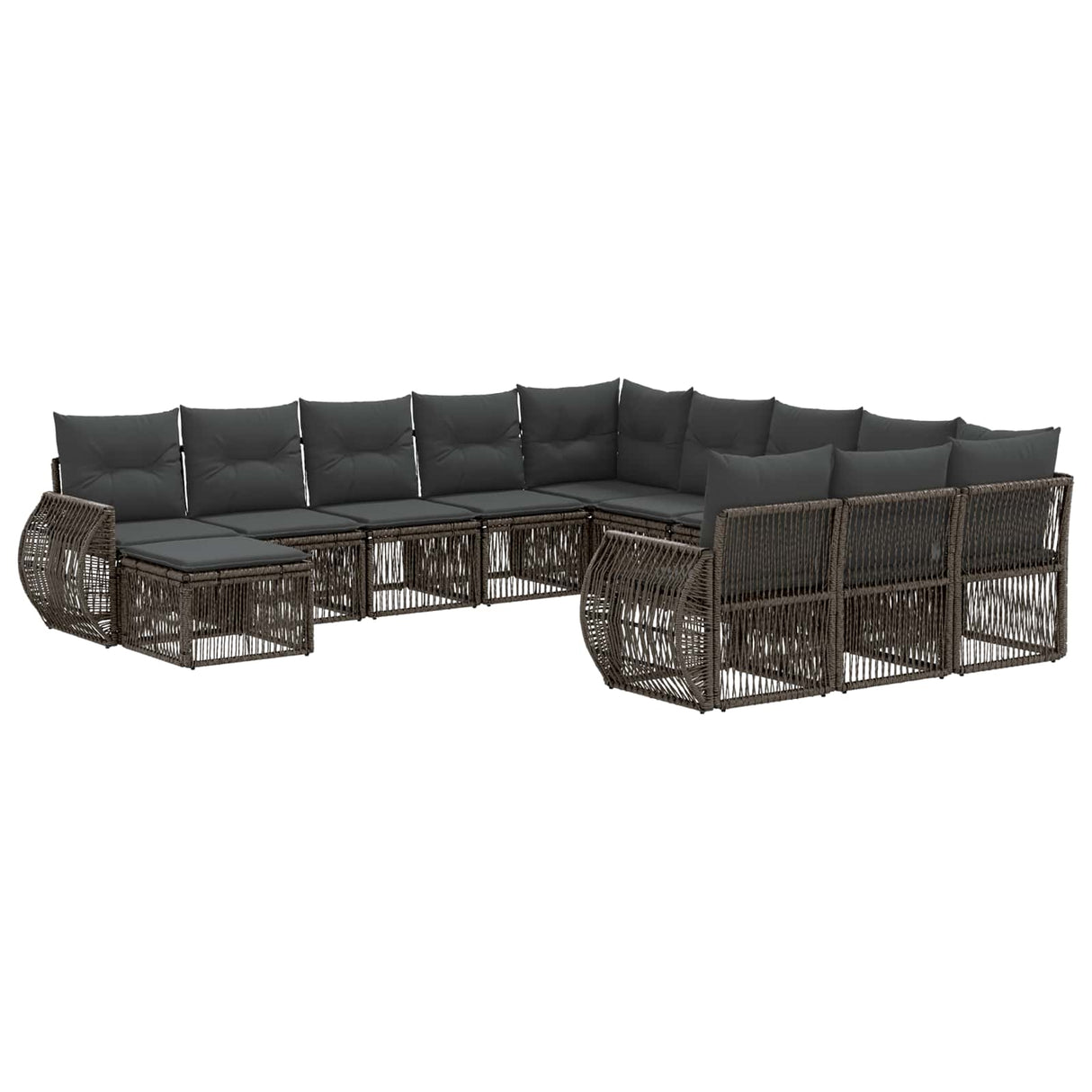 vidaXL Tuinbank Set 13 pcs Zwart poly rattan
