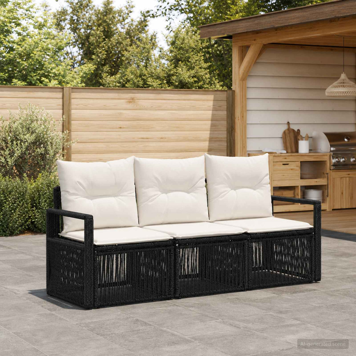 vidaXL Tuinbank Set 4 pcs Zwart poly rattan