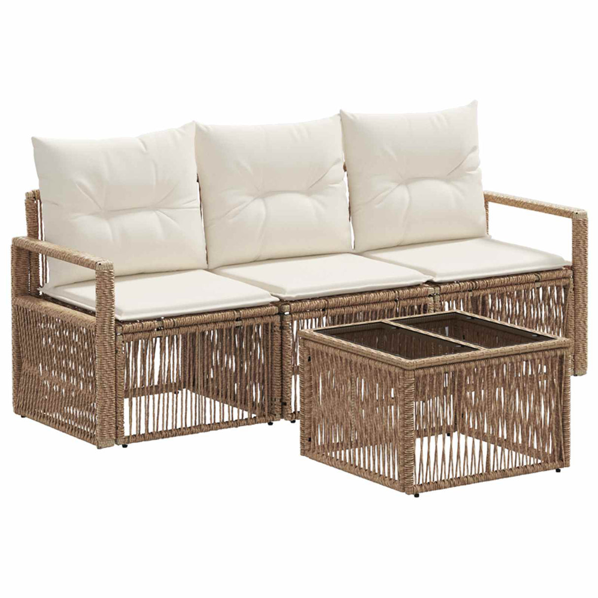 vidaXL Tuinbank Set 4 pcs Zwart poly rattan
