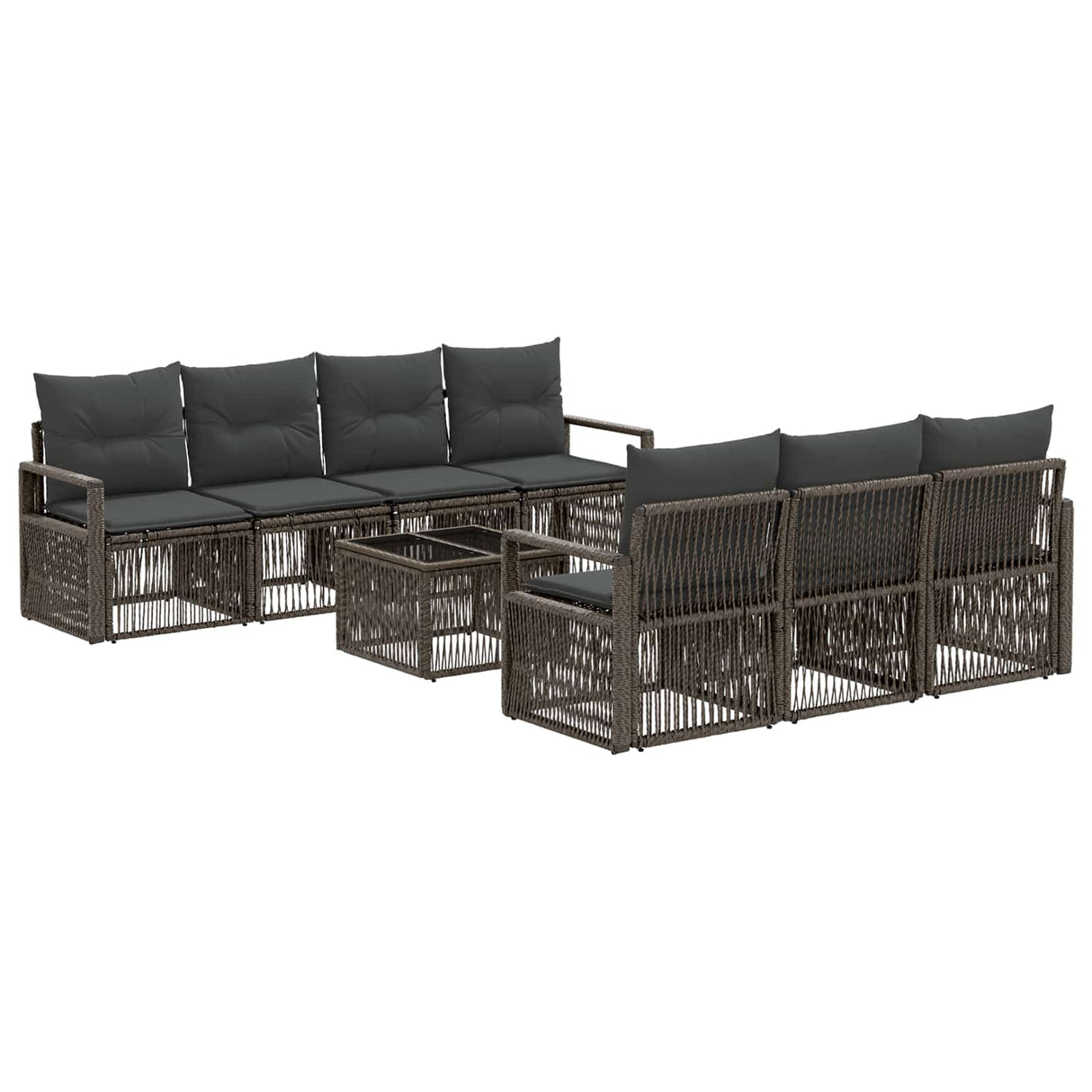 vidaXL Tuinbank Set 8 st Zwart poly rattan