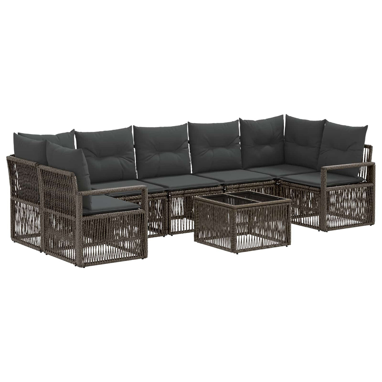vidaXL Tuinbank Set 8 st Zwart poly rattan