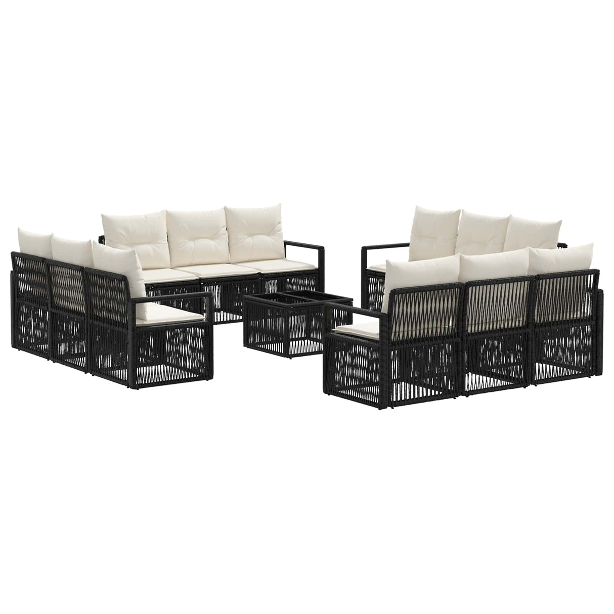 vidaXL Garden Sofa Set 13 pcs Black poly rattan