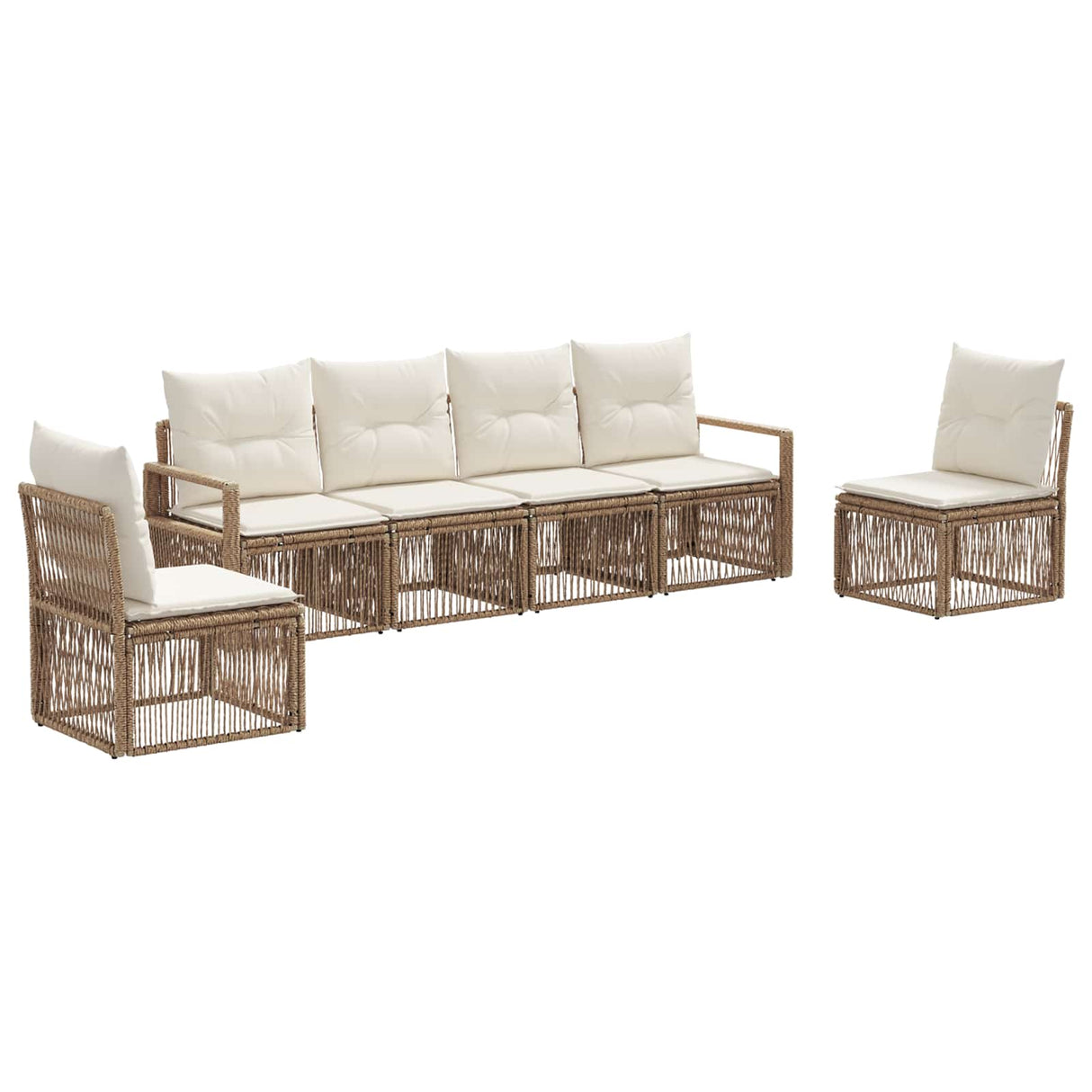 vidaXL Tuinbank Set 7 pcs Zwart poly rattan
