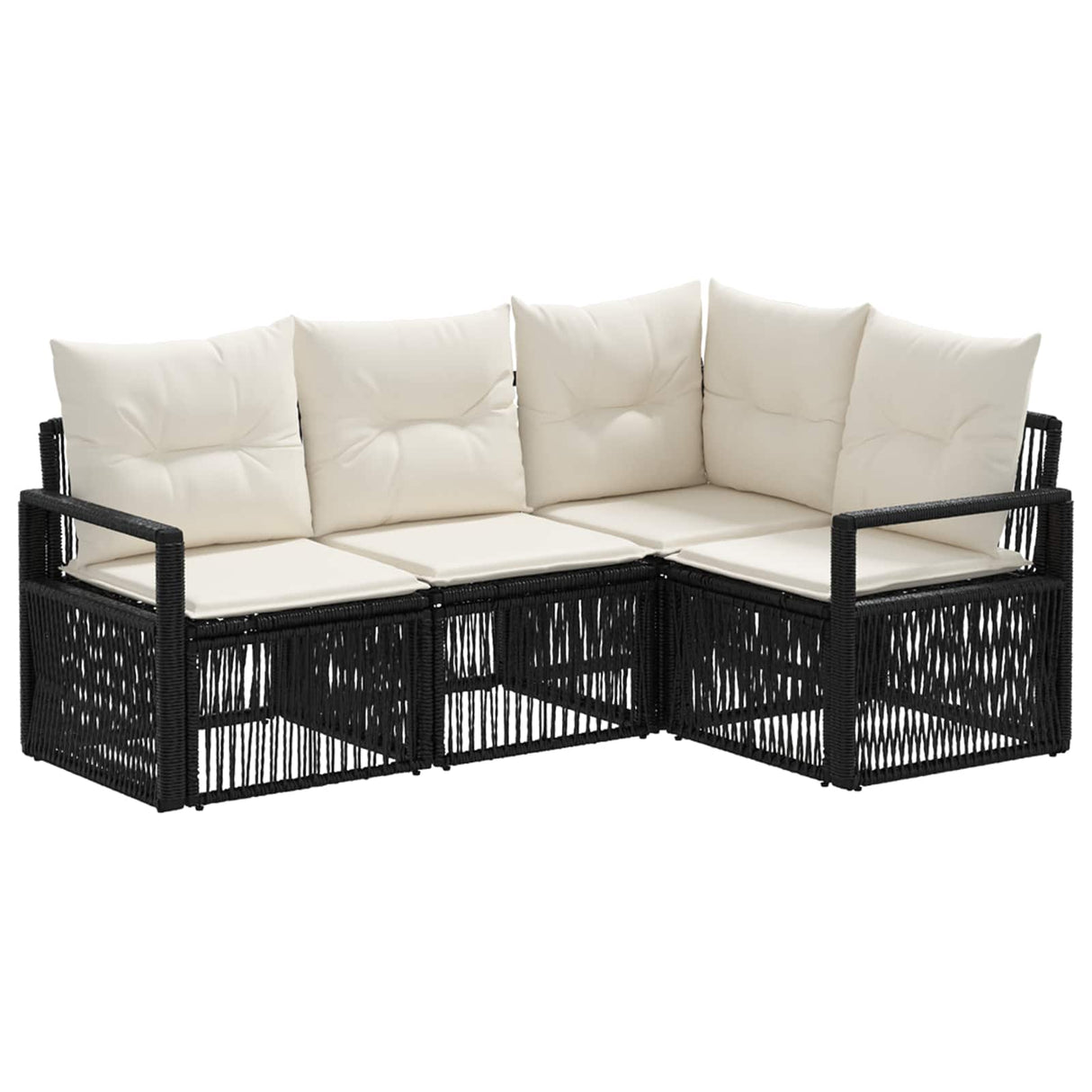 vidaXL Garden Bench Set 5 pcs Black poly rattan