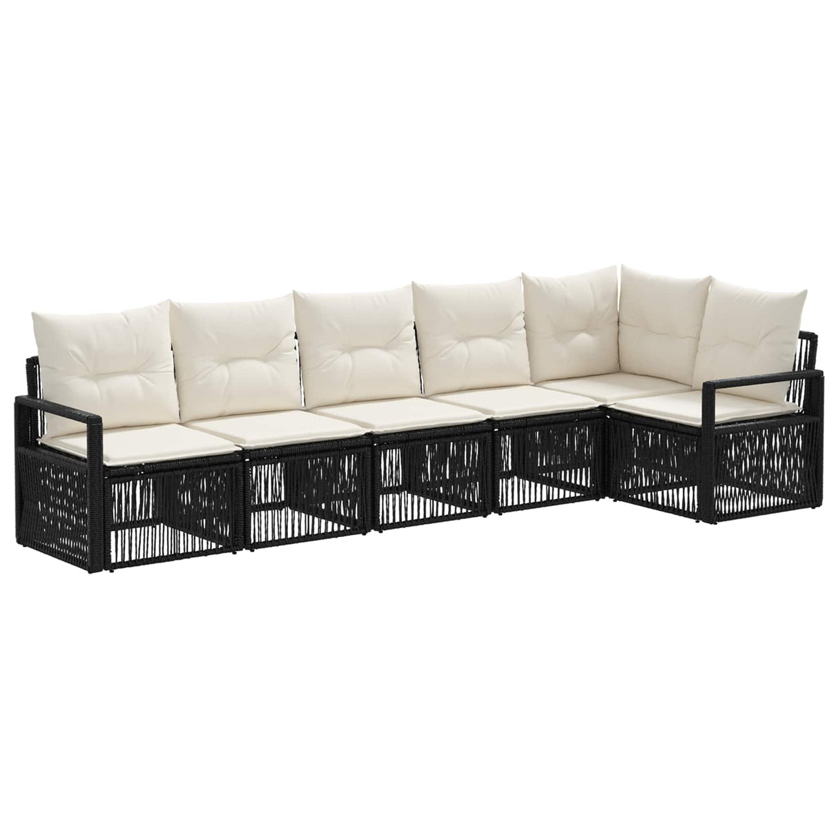 vidaXL Tuinbank Set 7 pcs Zwart poly rattan