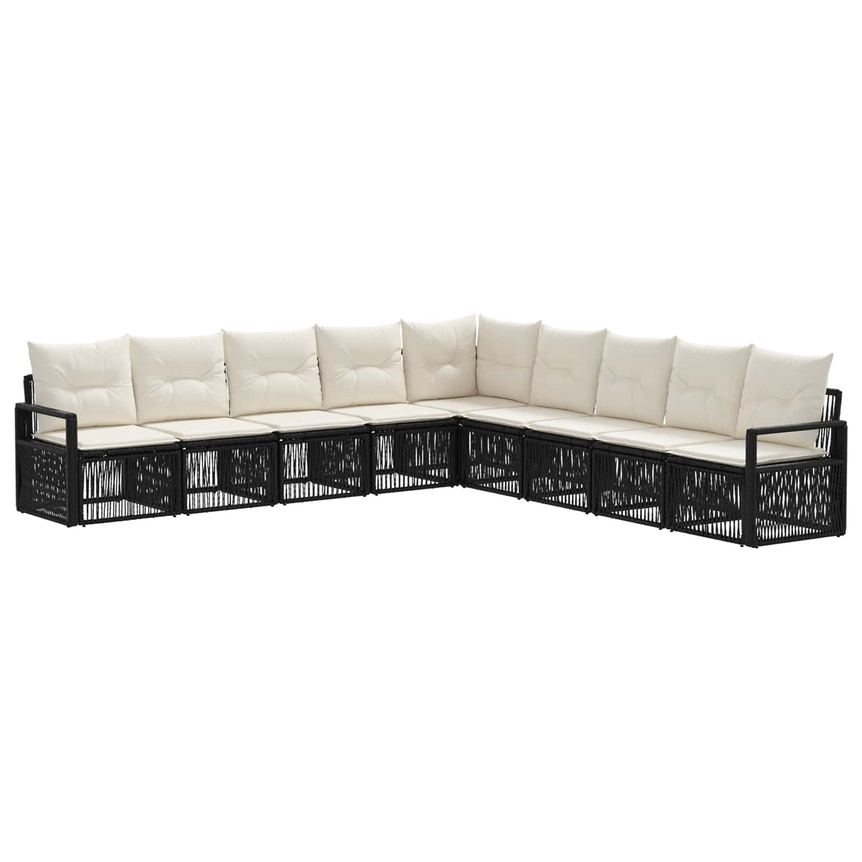 vidaXL Garden Sofa Set 10 pcs Black poly rattan