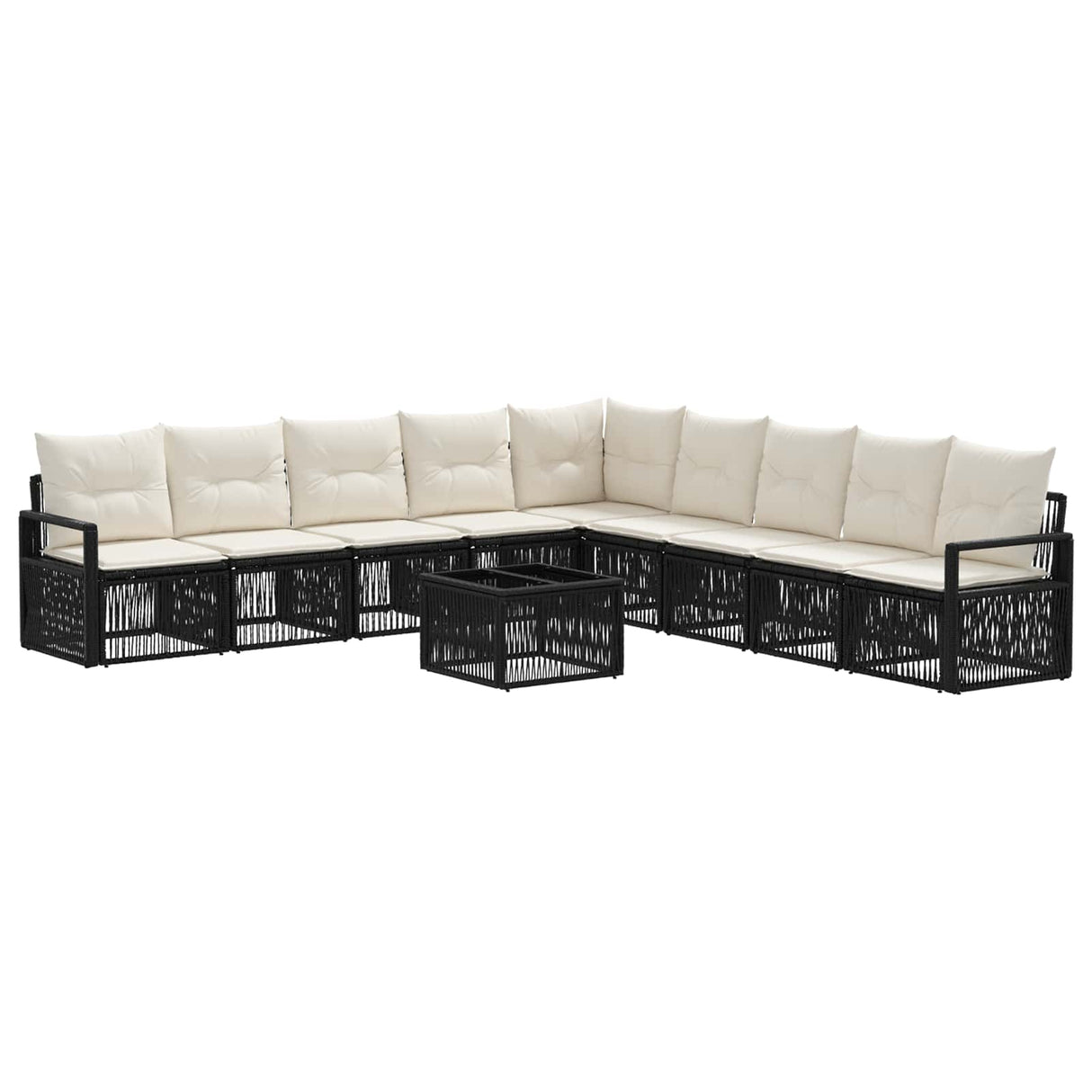 vidaXL Garden Sofa Set 10 pcs Black poly rattan