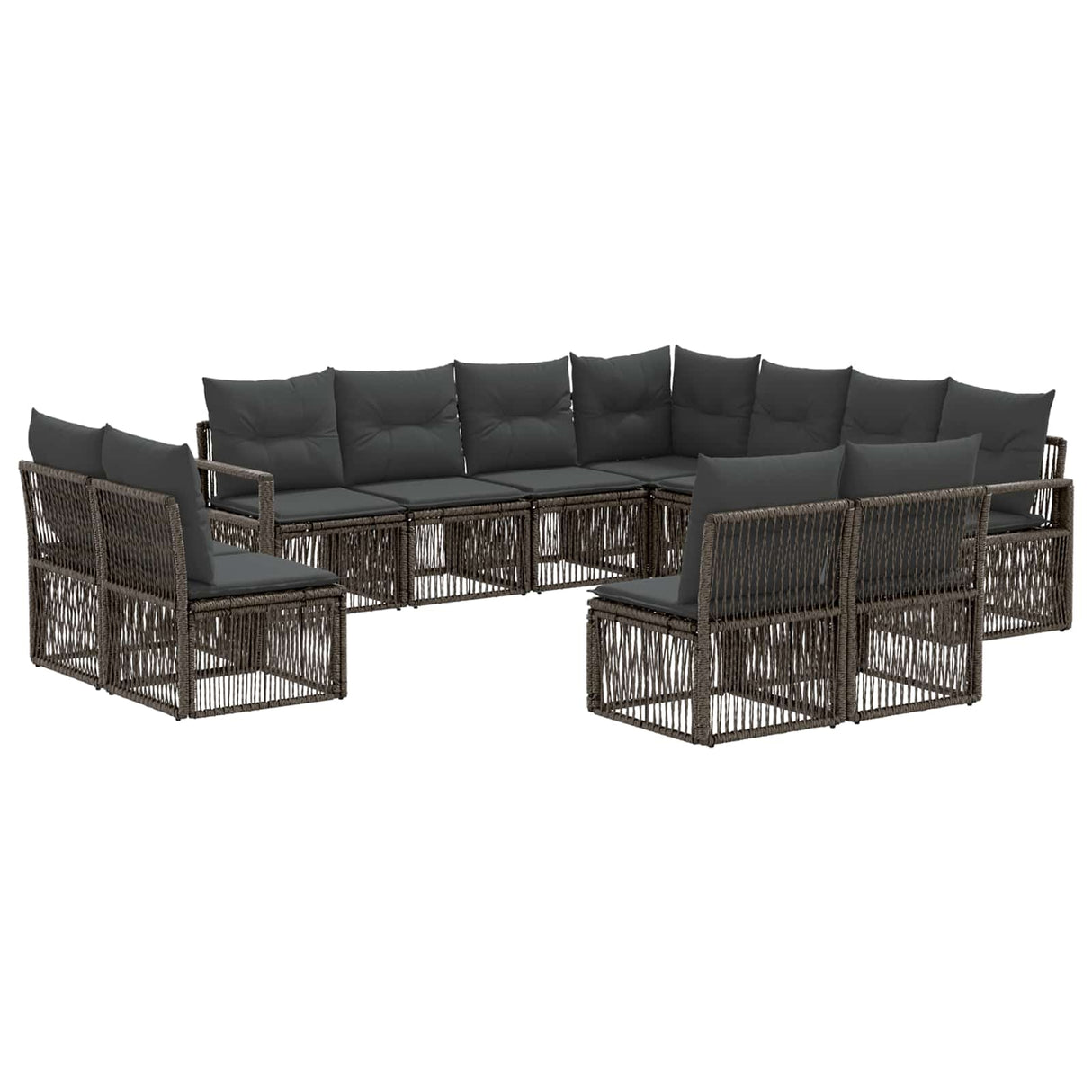 vidaXL Tuinbank Set 12 pcs Zwart poly rattan