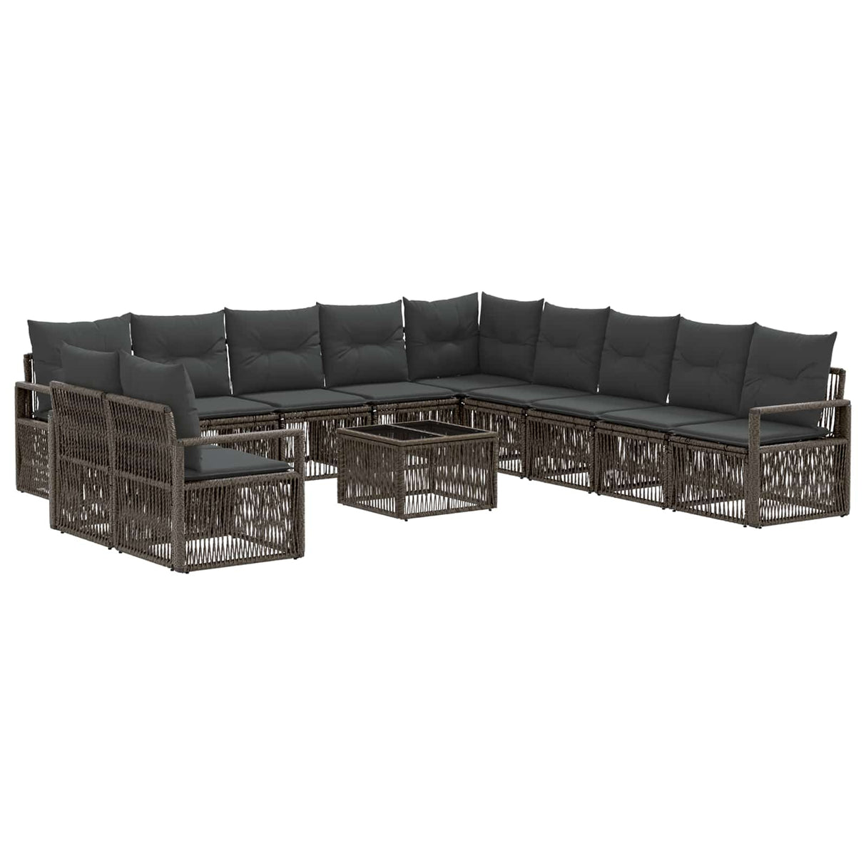 vidaXL Garden Sofa Set 12 pcs Black poly rattan