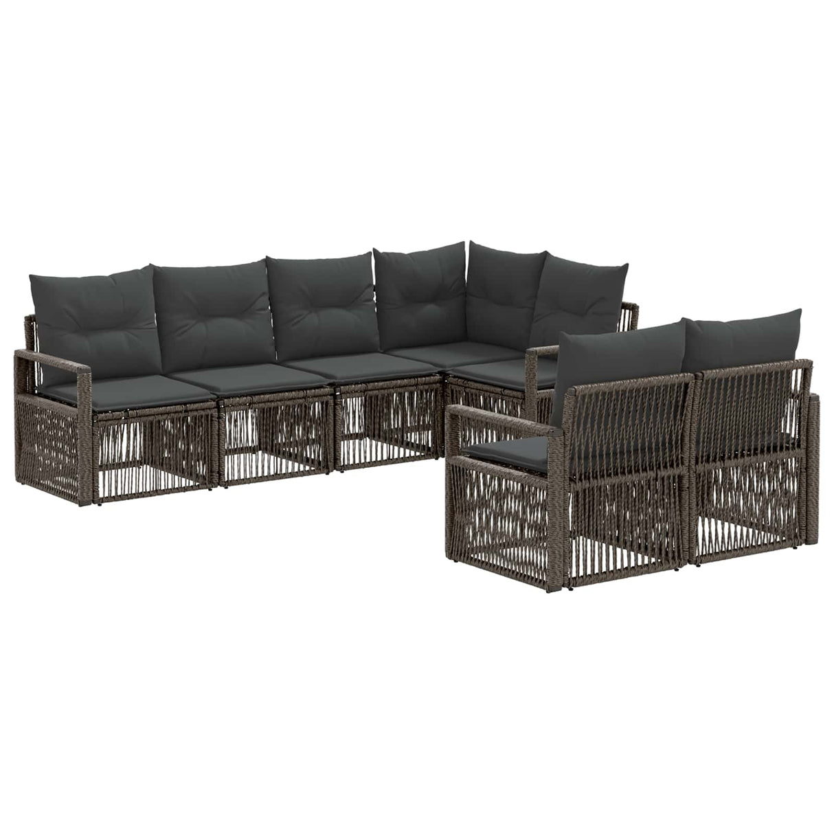 vidaXL Garden Lounge Set 7 pcs 7-Seater Black poly rattan