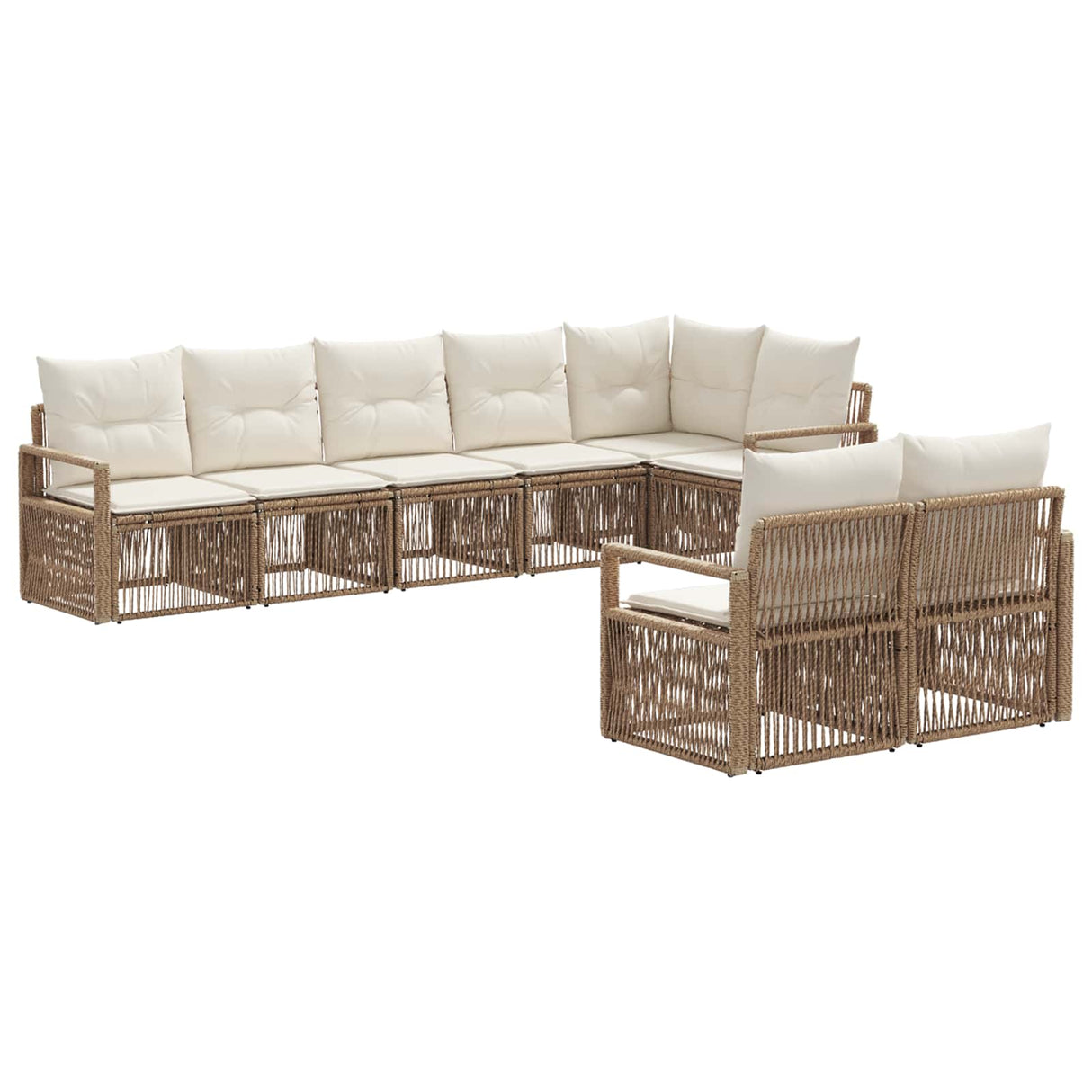 vidaXL Tuinbank Set 9 pcs Zwart poly rattan