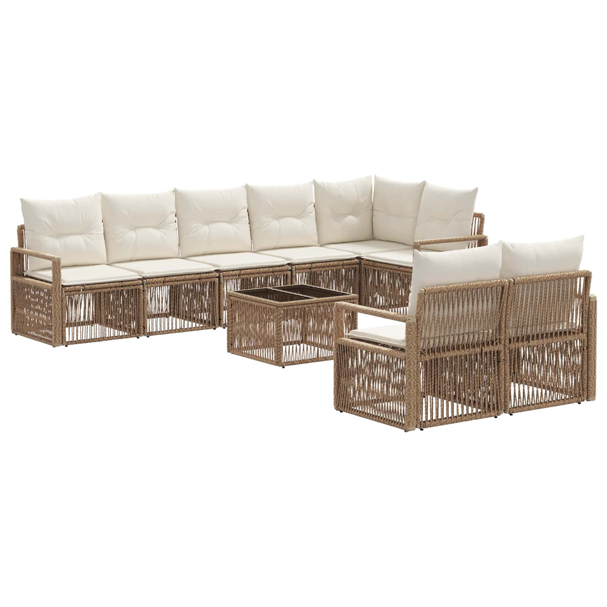 vidaXL Tuinbank Set 9 pcs Zwart poly rattan