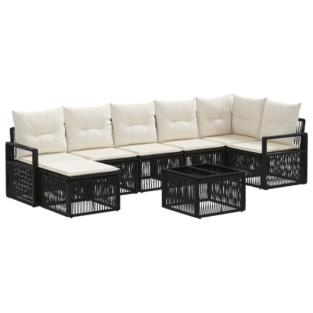 vidaXL Tuinbank Set 8 pcs Zwart poly rattan