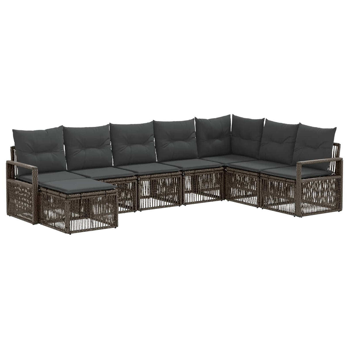 vidaXL Tuinbank Set 9 pcs Zwart poly rattan