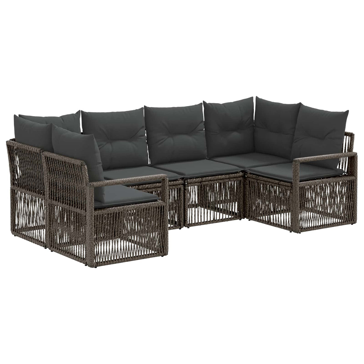vidaXL Garden Bench Set 6 pcs 6-Seater Black poly rattan
