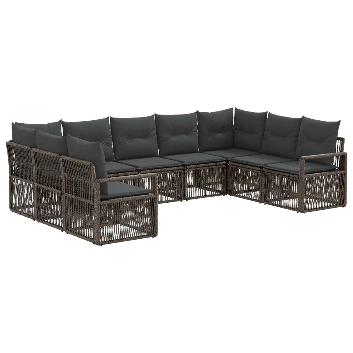 vidaXL Tuinbank Set 10 pcs Zwart poly rattan