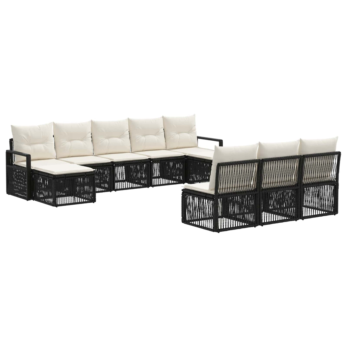 vidaXL Garden Sofa Set 11 pcs Black poly rattan
