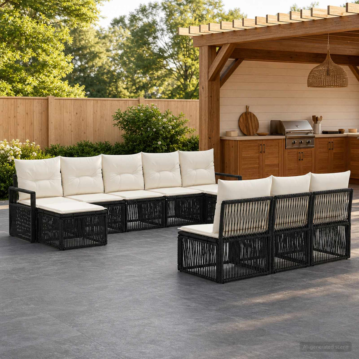 vidaXL Garden Sofa Set 11 pcs Black poly rattan